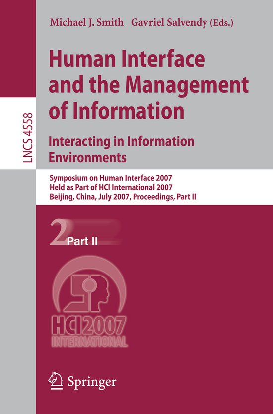 Human Interface and the Management of Information. Interacti ... - cover