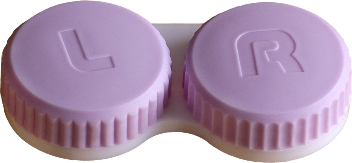 Lensbakjes - 2 stuks - Paarse doppen - Compact - Antibacterieel - Paars - L/R Inscriptie - Lenzenhouders - Lenzendoosjes