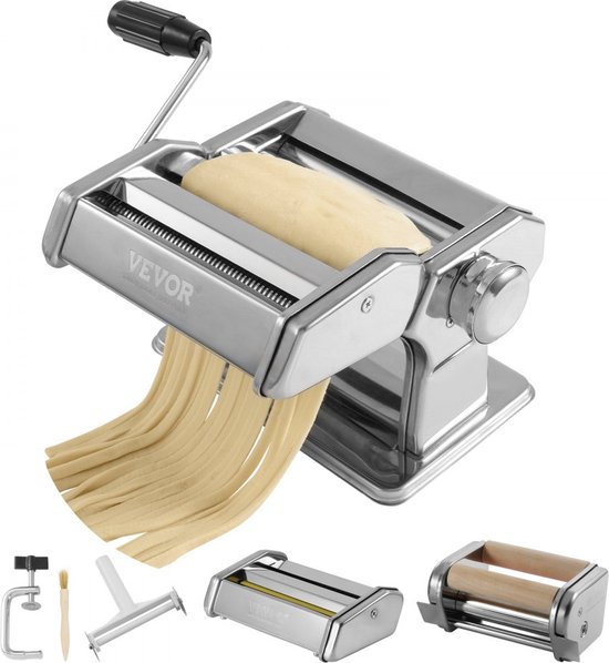 Foto: Handmatige pastamachine pastamaker 9 niveaus 0 3 3 mm verstelbare pastamachine pastamaker voor lasagne ravioli spaghetti tagliatelle corrosiebestendige roestvrijstalen pastasnijders