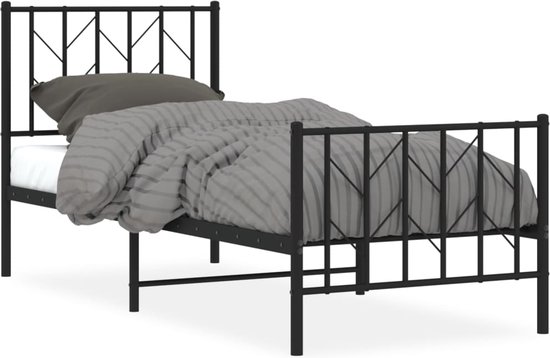 vidaXL - Bedframe - met - hoofd- - en - voeteneinde - metaal - zwart - 80x200 - cm