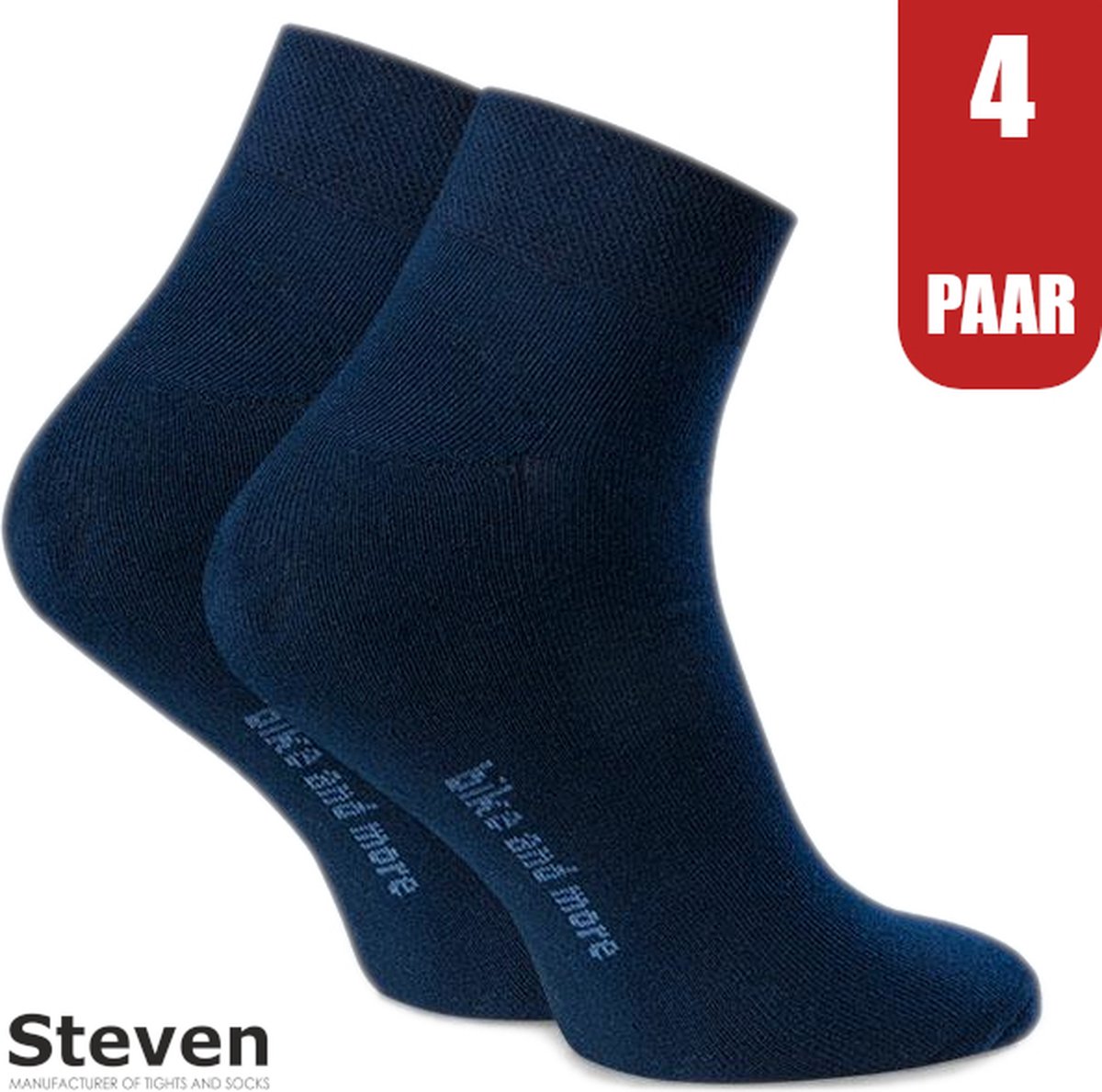 STEVEN Sport - Dames Sportsokken - Multipack 4 Paar - Maat 35-37 - Navy Marine Blauw - Semi-Badstof - Anti Blaren - Ademend - Zweetabsorberend - Hardlopen Fitness Fietsen- Made in EU