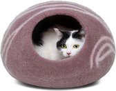 Kattenbed van hoogwaardig vilt, handgemaakt hondenbed van 100% merinowol voor katten en kittens (lichte kleur) (medium, rozenkwarts)