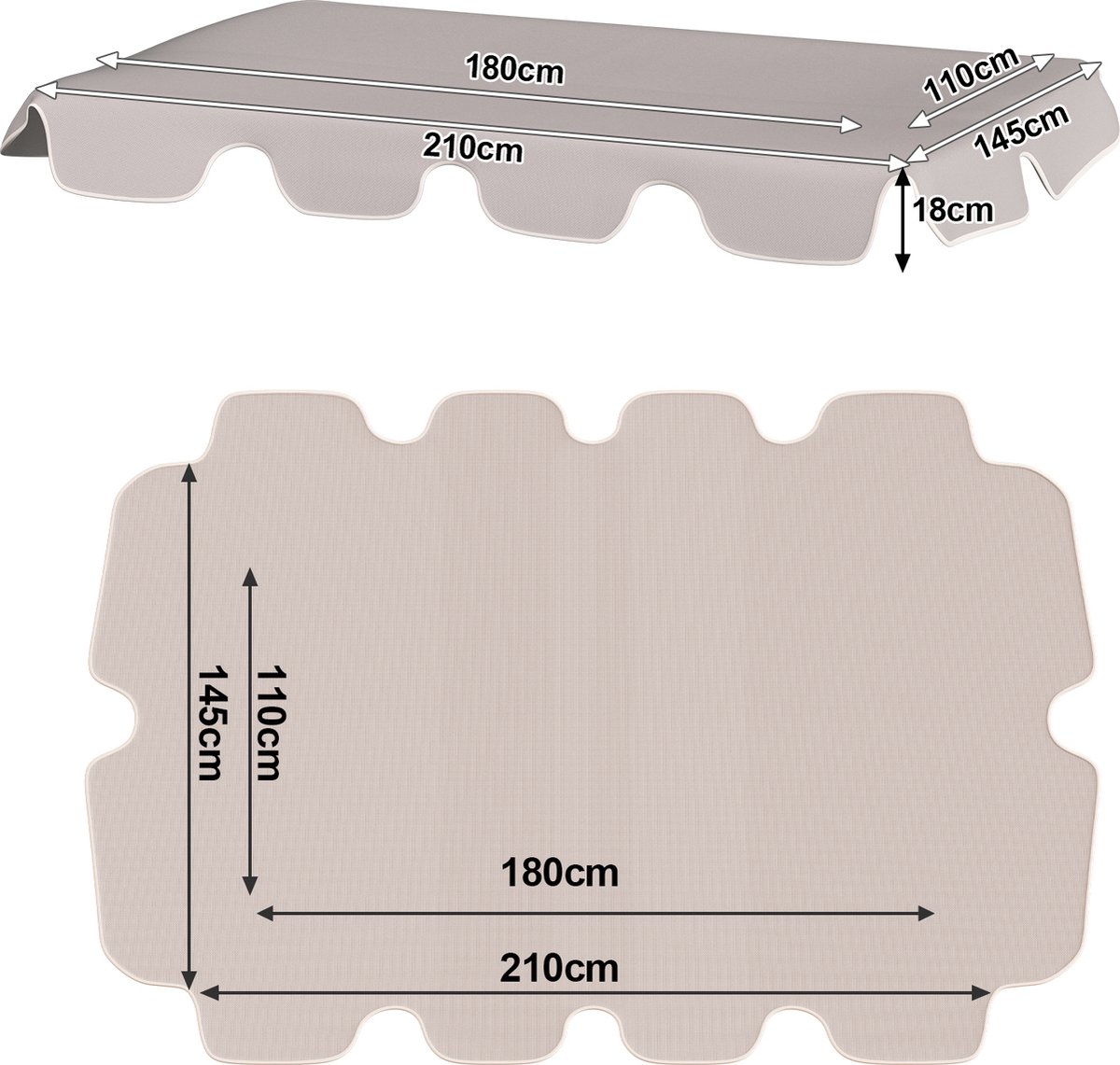 Vervangende Parasolluifel 3.0m Beige - Voor 8 Ribben Parasols Met 95% UV-Bescherming - Duurzaam & Waterafstotend