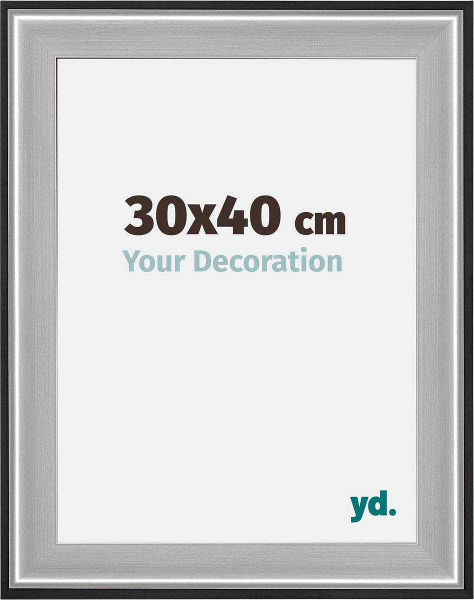 yd. Your Decoration - Fotolijst 30x40 cm - Hout - Zwart Zilver Gepolijst - Birmingham
