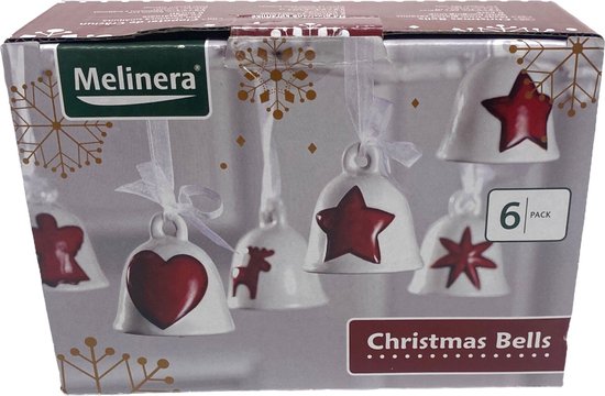 Melinera Decoratieve kerstbellen - 6 stuks