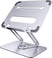Boneruy Laptopstandaard - Verstelbaar & Inklapbaar - 360 Graden Draaibaar - Ergonomisch Design - Hoogwaardig Aluminium - Licht Gewicht - Laptophouder - voor alle 13 t/m 18 inch Laptops - van Apple, Lenovo, Asus, HP, Dell, Acer, etc. - Zilver
