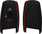 kwmobile autosleutel hoesje geschikt voor BMW 3-knops draadloze autosleutel (alleen Keyless Go) - Autosleutel behuizing in mat zwart / rood