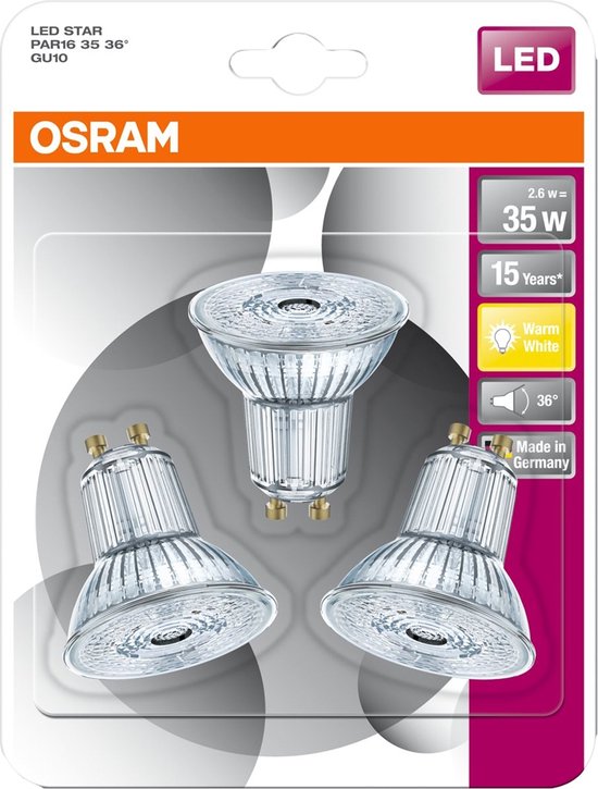 OSRAM - LED STAR PAR16 3,3W/827 230V GU10 Blister Van 3 Lampen - 4052899388192