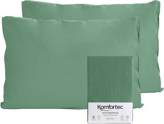 Komfortec Set van 2 Premium Jersey Kussenslopen 40x60 cm - Superzachte Kussenhoes – 100% Katoen – 150 g/m² - Groen