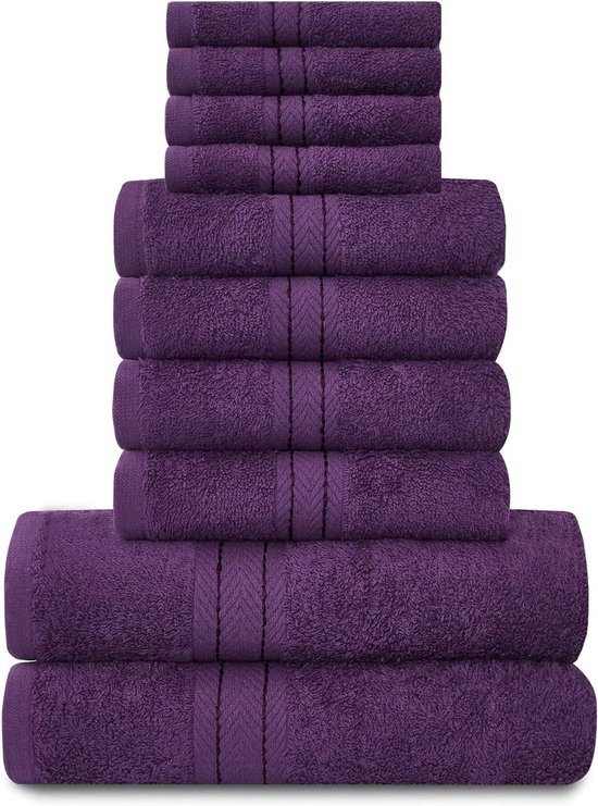 Casabella Luxe set van 4 badlakens, 100% Egyptisch katoen, superzachte handdoeken, paars