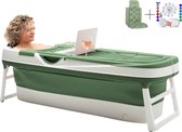 HelloBath® Opvouwbaar bad - Zitbad - Inklapbaar - Bath Bucket - 157 CM LANG - Incl. Zitkussen, Afvoerslang tot 3 meter en Badlamp - Model: Goliath XL Sage Groen