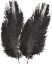 Chaks Struisvogelveren/sierveren - 4x - zwart - 30-35 cm - decoratie/hobbymateriaal