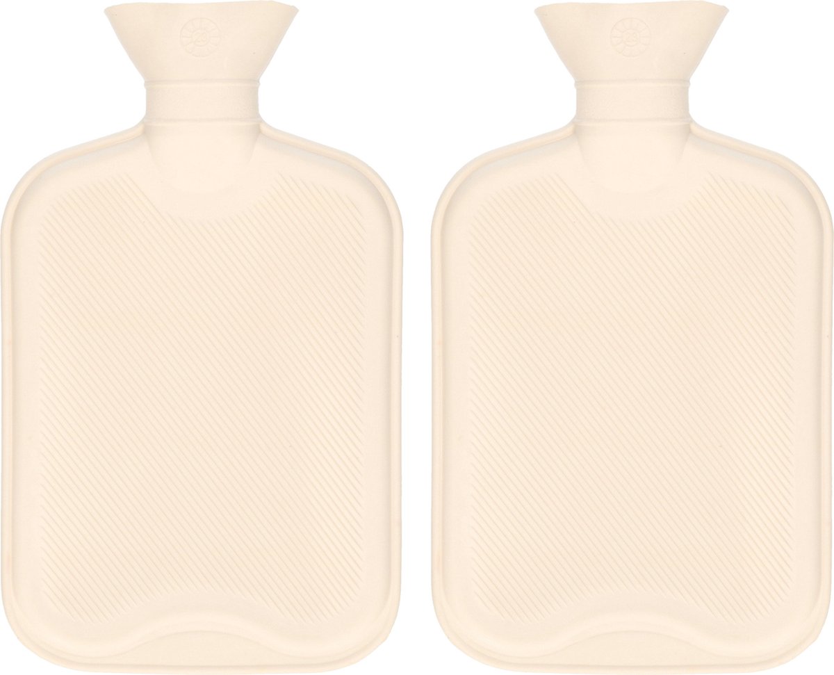 Goedkoopste DID Warmwaterkruik - 2x - met rubberen hoes - wit - 2L - kruiken voor warme voeten/lichaam