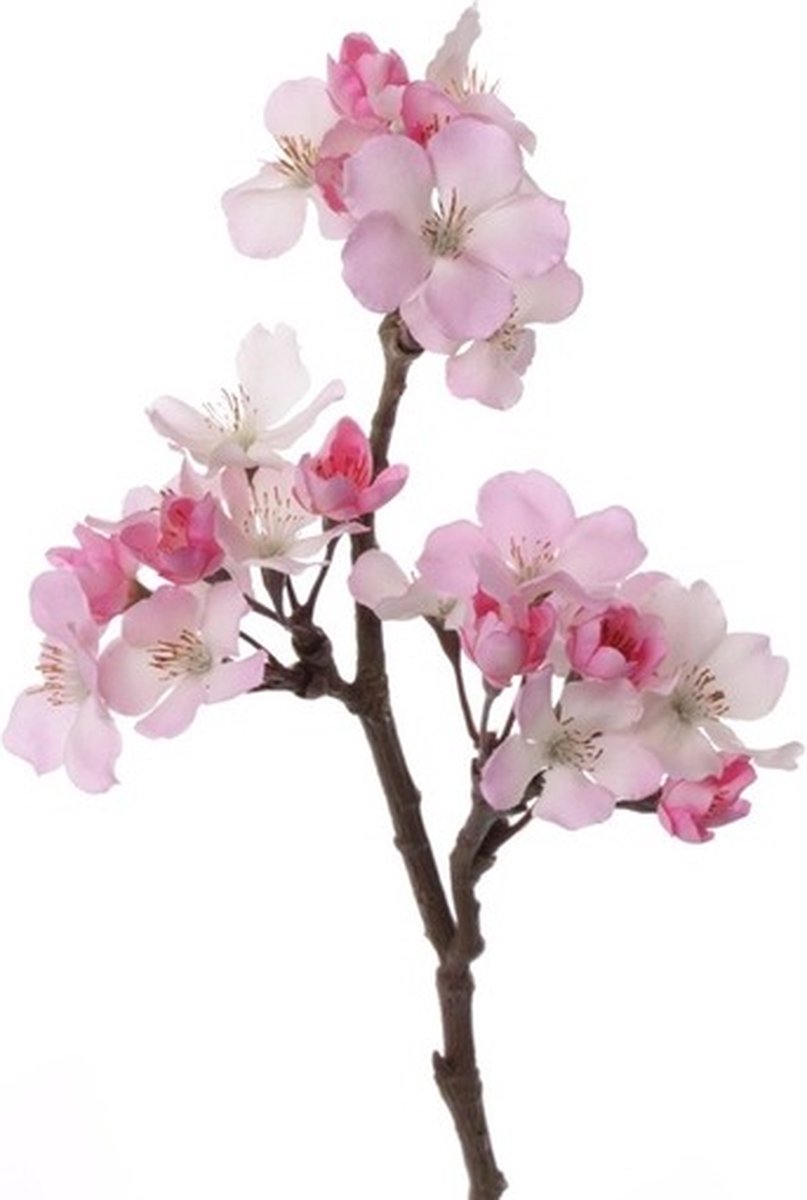 Bellatio Flowers & Plants Roze appelbloesem kunstbloem/tak met 17 bloemetjes 36 cm - Nepbloemen - Kunstbloemen