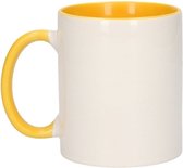4x Wit met gele blanco mokken - onbedrukte koffiemok