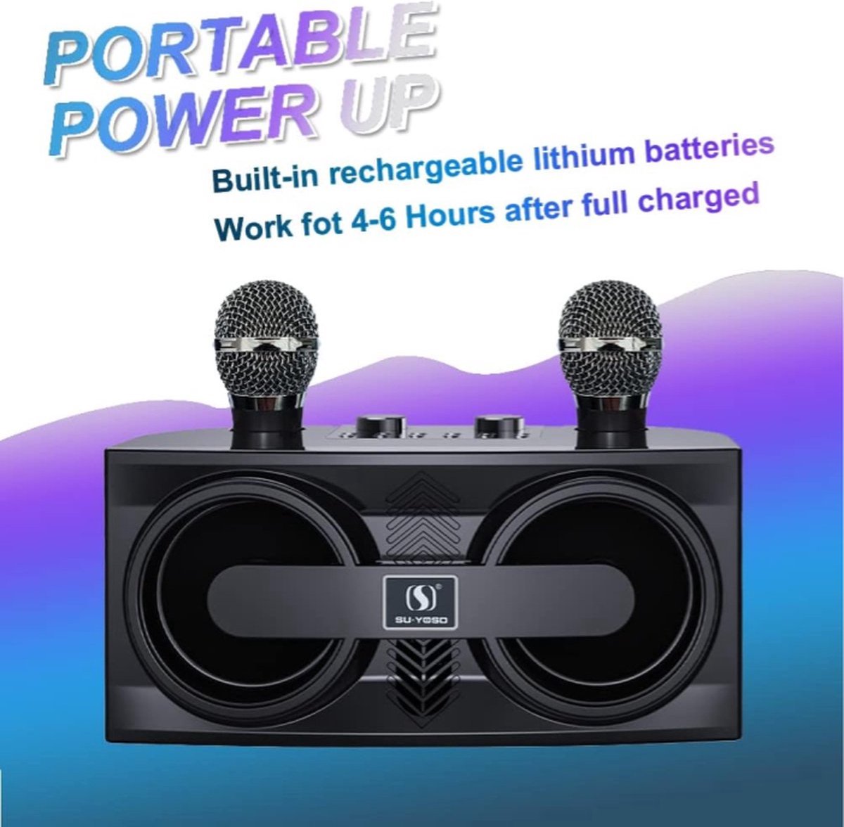 Karaoke set Draadloos Met 2 Microfoons Bluetooth Stemvervorming