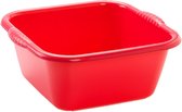 Set van 2x stuks kunststof teiltjes/afwasbakken vierkant 10 liter rood - Afmetingen 36 x 34 x 15 cm - Huishouden