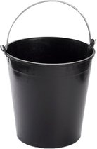 Zwarte schoonmaakemmer/huishoudemmer 15 liter 32 x 31 cm - Kunststof/plastic emmer met metalen hengsel