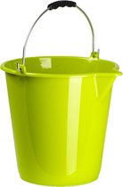 Set de 3 x seaux ménagers en plastique avec bec verseur vert citron 12 litres - Seaux de nettoyage