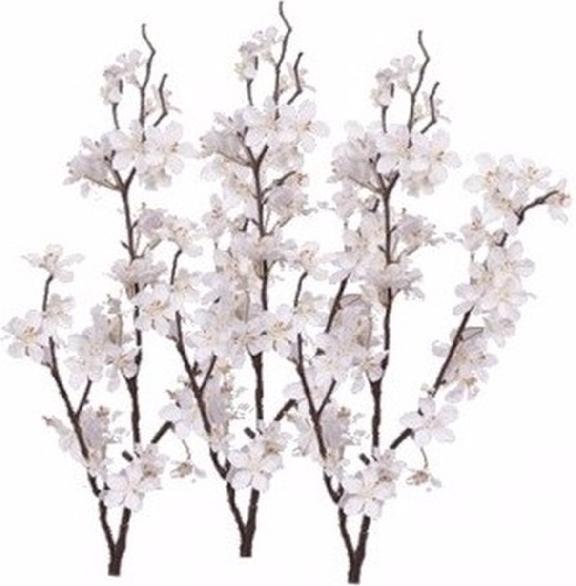 Bellatio Flowers & Plants Witte appelbloesem - 3x - kunstbloem/tak - 57 bloemetjes - 84 cm - nepbloemen - kunstbloemen