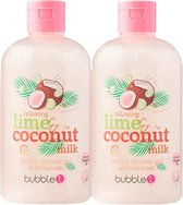 BubbleT | Bad & Doucheschuim | Limoen & Cocosnoot (500ml) | 2 stuks | Lime & Kokus Smoothie Douche gel | Kleurrijk | Vrolijk Douchen | Geur & Kleur