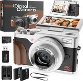 NBD K100 Wit- Appareil photo numérique - Caméra Vlogging pour YouTube, Petit appareil photo compact portable avec 2 piles - Idéal pour les débutants