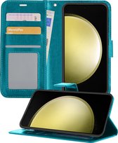 Hoesje Geschikt voor Samsung S23 FE Hoesje Book Case Hoes Wallet Cover - Hoes Geschikt voor Samsung Galaxy S23 FE Hoesje Bookcase Hoes - Turquoise