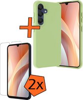 Hoesje Geschikt voor Samsung A15 Hoesje Siliconen Cover Case Met 2x Screenprotector - Hoes Geschikt voor Samsung Galaxy A15 Hoes Back Case - Groen