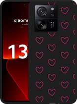 Cazy Hoesje Zwart geschikt voor Xiaomi 13T/13T Pro Kleine Hartjes