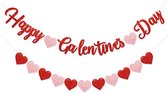 Valentijnsdag Slinger Valentijn Decoratie Feestversiering Liefde Hartjes Slingers Rood Happy Valentine - 2 Stuks