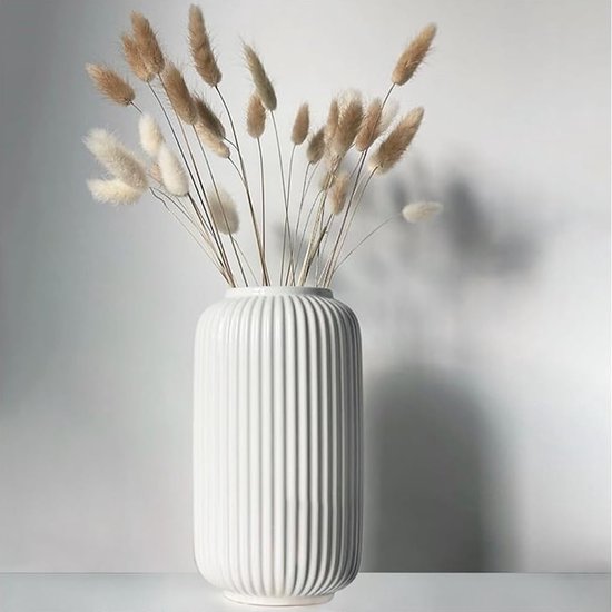 Grands Vases en céramique Witte de 8 pouces, pour centres de Table de Decor de Home , Vase de Fleurs décoratives au Design géométrique pour l'herbe de la Pampa