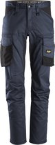 Snickers 6803 AllroundWork, Pantalon de travail sans poches genoux - Blauw foncé / Zwart - 46