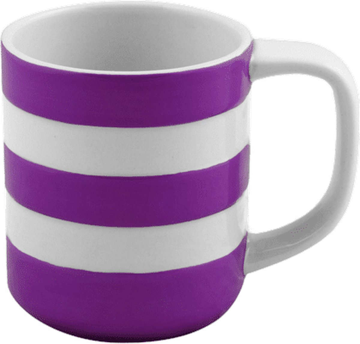 Cornishware Colours - mok - 280ml - Blackberry - handbeschilderd - paars wit gestreepte mok