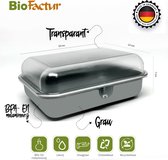 BioFactur biologische lunchbox voor volwassenen, kinderen - BPA-vrije - bento box magnetron- en vaatwasmachinebestendig - 3 stuks - bioplastic lunchbox - Grijs&Groen
