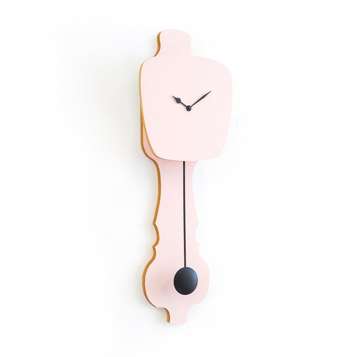KLOQ - Wandklok met Pendule - Batterijen Inbegrepen - Wanddecoratie - Quartz Beweging - Niet-Tikkend Batterij Aangedreven - Perzik Pastel en Diep Zwart - Groot