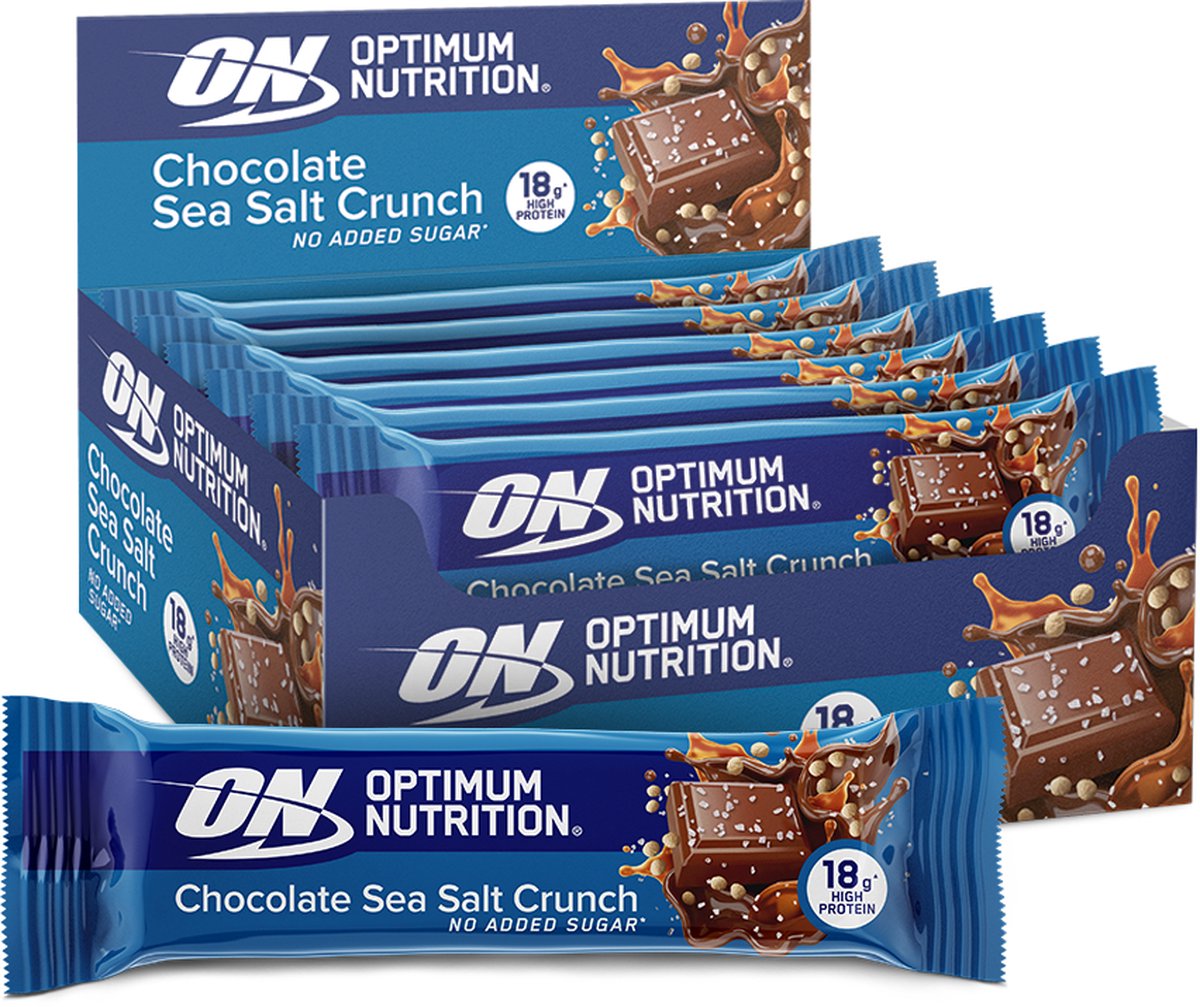 Goedkoopste Optimum Nutrition Protein Crunch Bars - Crunchy Chocolate & Sea Salt Proteine Repen - Vegetarisch - 12 Eiwitrepen (660 gram