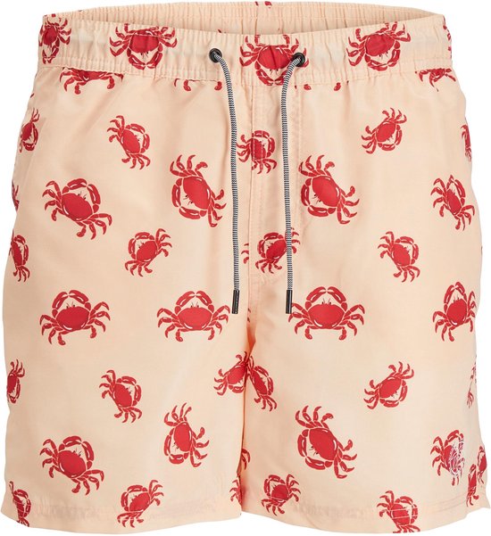 Jack & Jones Heren Zwemshorts JPSTFIJI AOP Oranje Krabben Print - Maat XXL