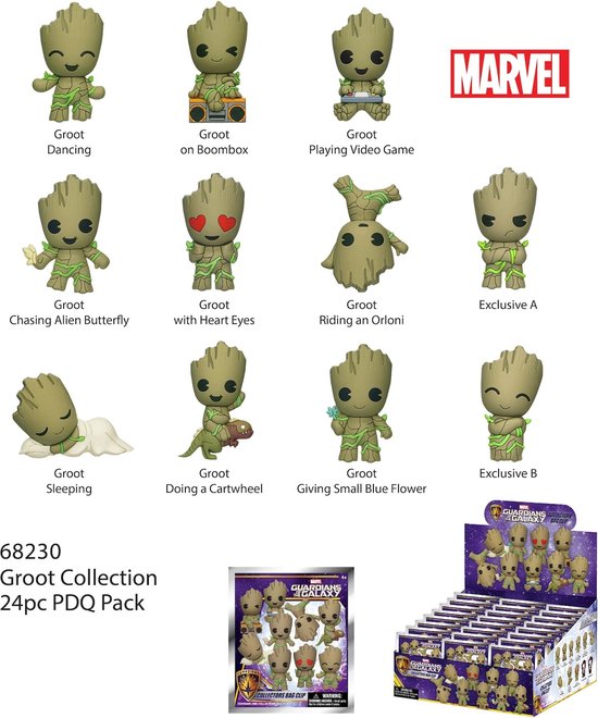 Marvel: Guardians of the Galaxy - Groot Collection 3D Bag Clip (prijs per stuk)