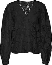 Vero Moda Blouse Vmgabena L/s Lace Shirt Wvn Btq 10299297 Black Dames Maat - XL