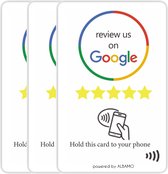 ALBAMO Google Review Kaart - 3 Stuks - boost je reviews - Google Review Card - Google - Google Review - nfc Sticker - nfc card - nfc kaart - nfc
