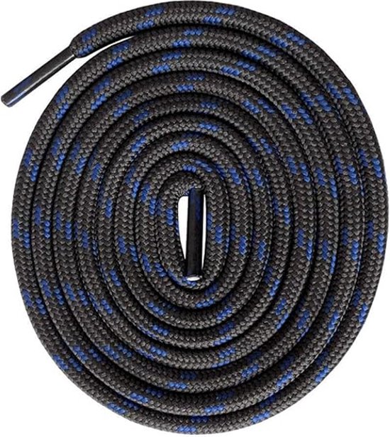 Ronde premium veters voor werkschoenen, wandelschoenen en trekkingschoenen - polyester - ø 4,5 mm - zeer scheurvast - Kleur: donkergrijs met blauw - Lengte: 140 cm