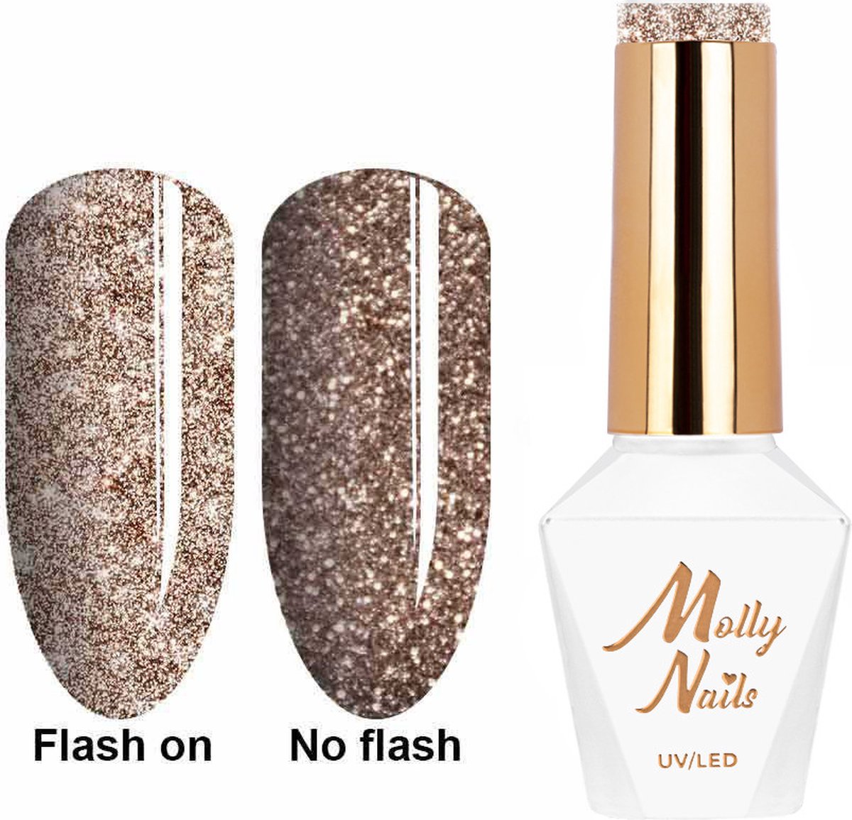 Goedkoopste Molly Nails Gellak Nr 564 Bitter Brown - Flashing Lights - Hema/Di-Hema vrij - gellak - gelpolish - nagels - nagelstyliste - manicure - nagelverzorging - lak gelnagels - gel - polish - 8 gr - Caramdia