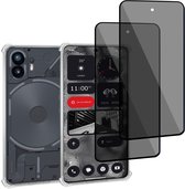 Geschikt voor Nothing Phone 2 - Hoesje + 2x Screenprotector – Gehard Glas Cover + Shock Proof Case - Transparant