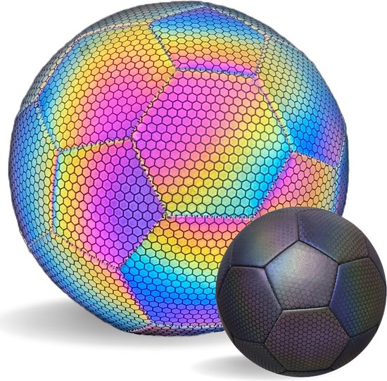 Lichtgevende Voetbal - Glow In The Dark Bal - Bright Colors - Reflecterend - Holografisch - Maat 5