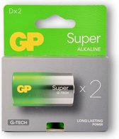 GP Super Alkaline Batterijen D| Niewe G-Tech Technologie – 1.5V | 1 Pack van 2 stuks