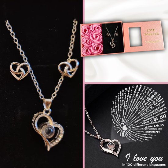 Yamonic Enkele roos hart ketting cadeau voor vrouwen, echte roos Yamonic Enkele roos hart ketting cadeau voor vrouwen, echte roos