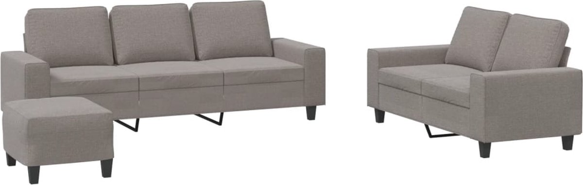 vidaXL - 3-delige - Loungeset - stof - taupe