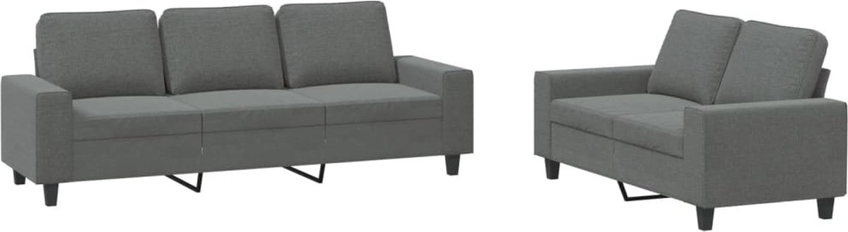 vidaXL - 2-delige - Loungeset - stof - donkergrijs