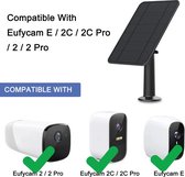 Eufy Zonnepaneel - Eufy Solarpanel - Geschikt voor alle nieuwe EufyCams - 4W - Zwart - 2/2C/2C Pro/E/2 Pro/solocam E20 E40 Wall Mount 4 meter Power Kabel (Zwart) - weerbestendig - Eufy solarpanel