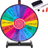COSTWAY 18" geluksrad speelgoed kleur wiel spellen voor loterij spelletjes woordspelletjes, incl. gum en markeerstift, geschikt voor kinderen en volwassenen ( 48cm)